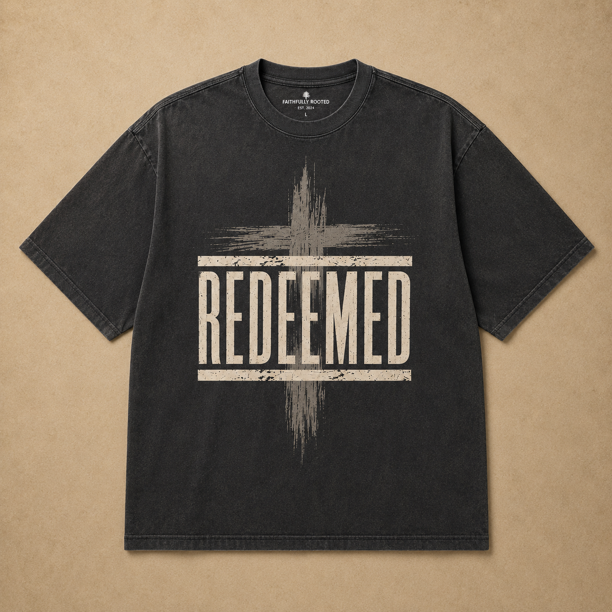 Redeemed Vintage Wash Oversized Tee | Christian Streetwear Shirt