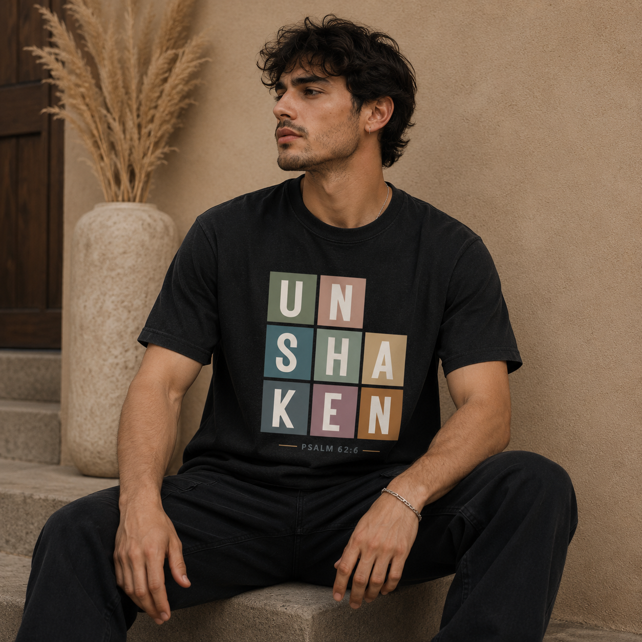 Unshaken Color Block Faith Tee | Psalm 62:6
