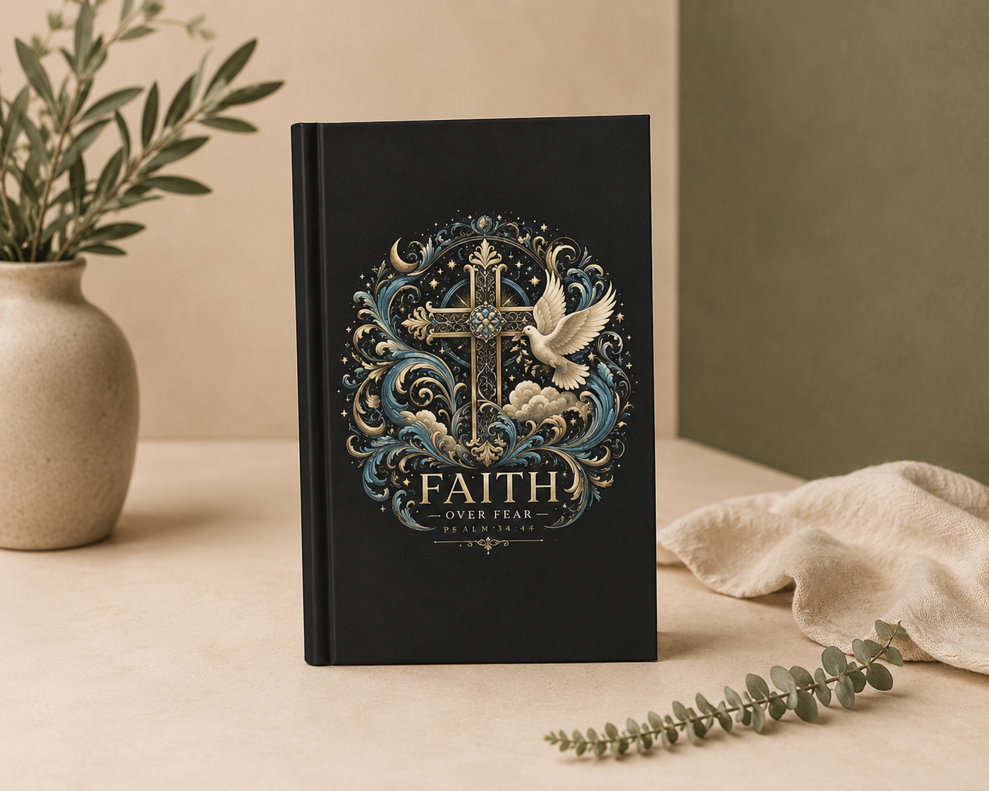 Faith Over Fear Hardcover Journal | 8" x 5.75" Inspirational Notebook