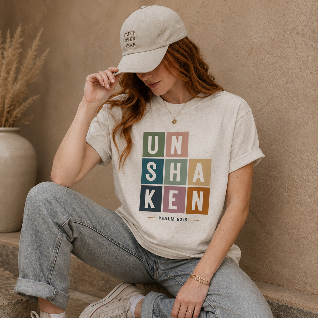 Unshaken Color Block Faith Tee | Psalm 62:6