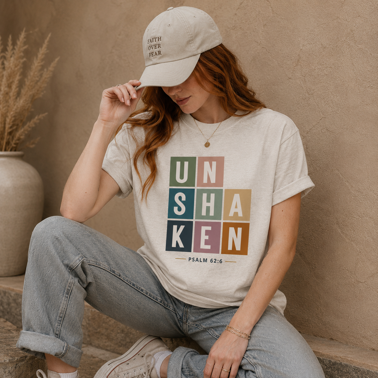Unshaken Color Block Faith Tee | Psalm 62:6